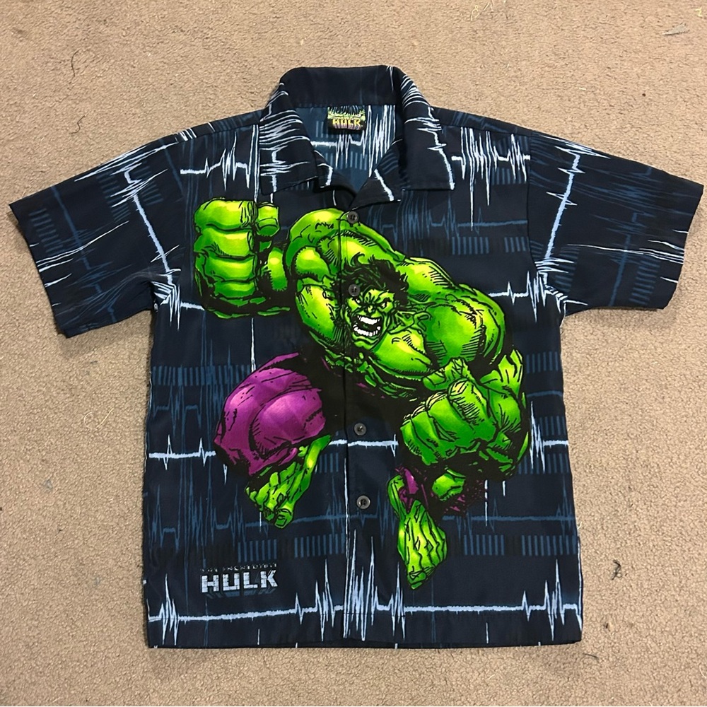 Incredible Hulk Marvel Navy Button Down Shirt